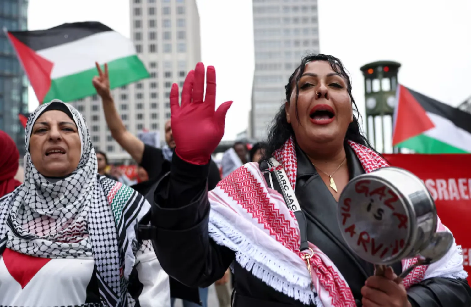 People protest against Israel and in solidarity with Palestinian children in Gaza, at Potsdamer Platz, in Berlin, Germany, August 3, 2025. REUTERS/Nadja Wohlleben/File Photo 