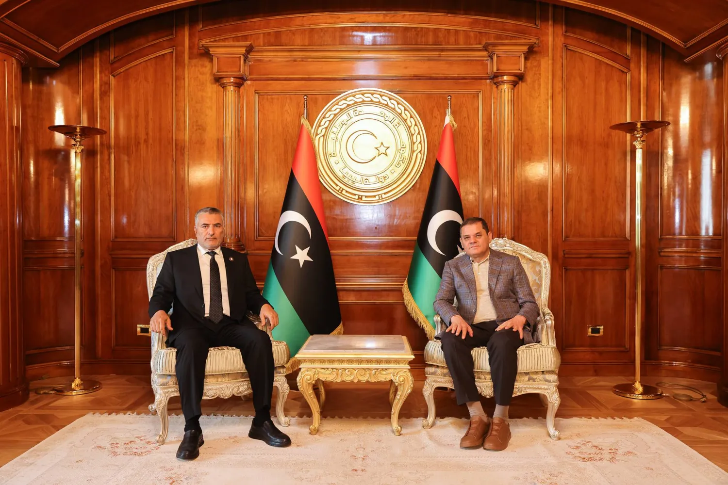 لقاء سابق بين الدبيبة وتكالة في يونيو 2024 (حكومة «الوحدة» الليبية المؤقتة)