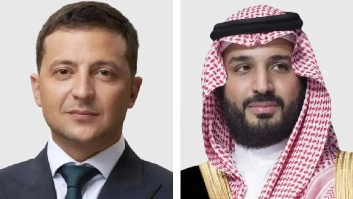 Prens Muhammed bin Selman ve Devlet Başkanı Volodimir Zelenskiy (Suudi Arabistan Dışişleri Bakanlığı)