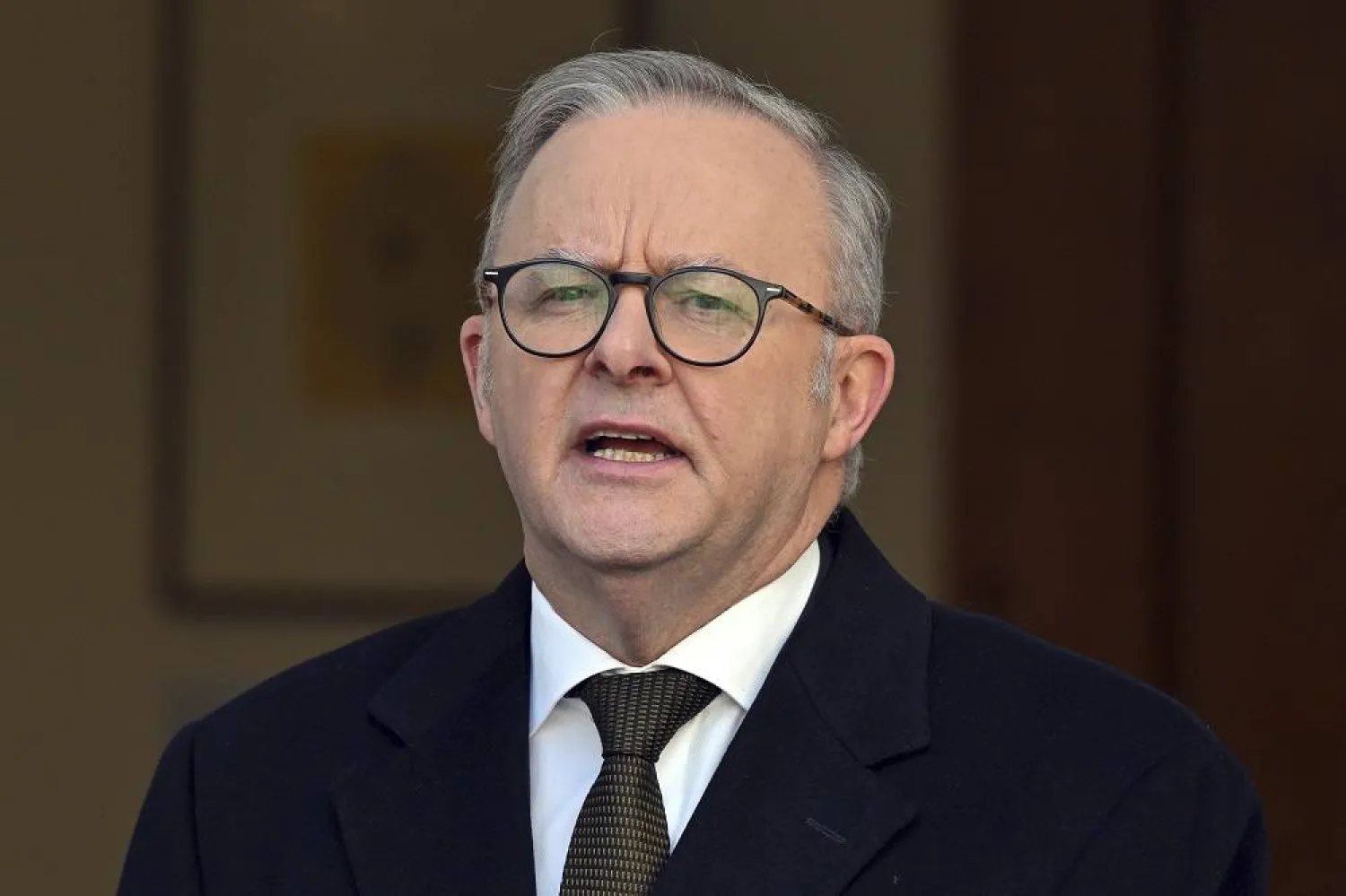 Australian Prime Minister Anthony Albanese announces that Australia will recognize a Palestinian state at a press conference in Canberra, Monday, Aug. 11, 2025. (Mick Tsikas/AAP Image via AP)