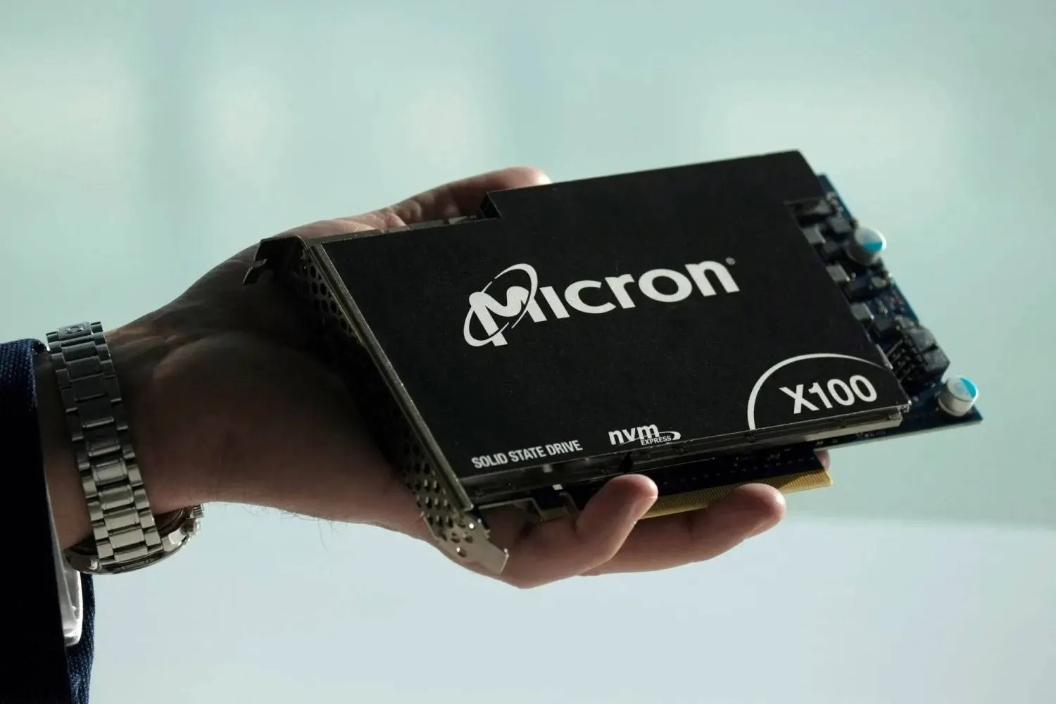 Micron Technology's solid-state drive for data center customers is presented at a product launch event in San Francisco, US, October 24, 2019. Reuters 