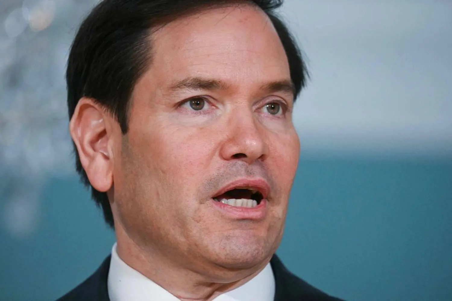 US Secretary of State Marco Rubio speaks briefly to the press as he meets with Serbian Foreign Minister Marko Djuric at the State Department in Washington, DC on August 6, 2025. (AFP) 