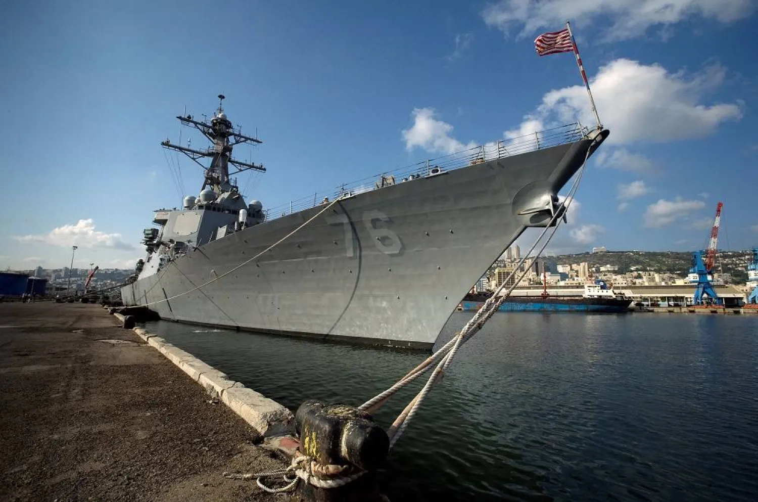 The USS Higgins is docked in the northern Israeli city of Haifa September 6, 2009. (Reuters)