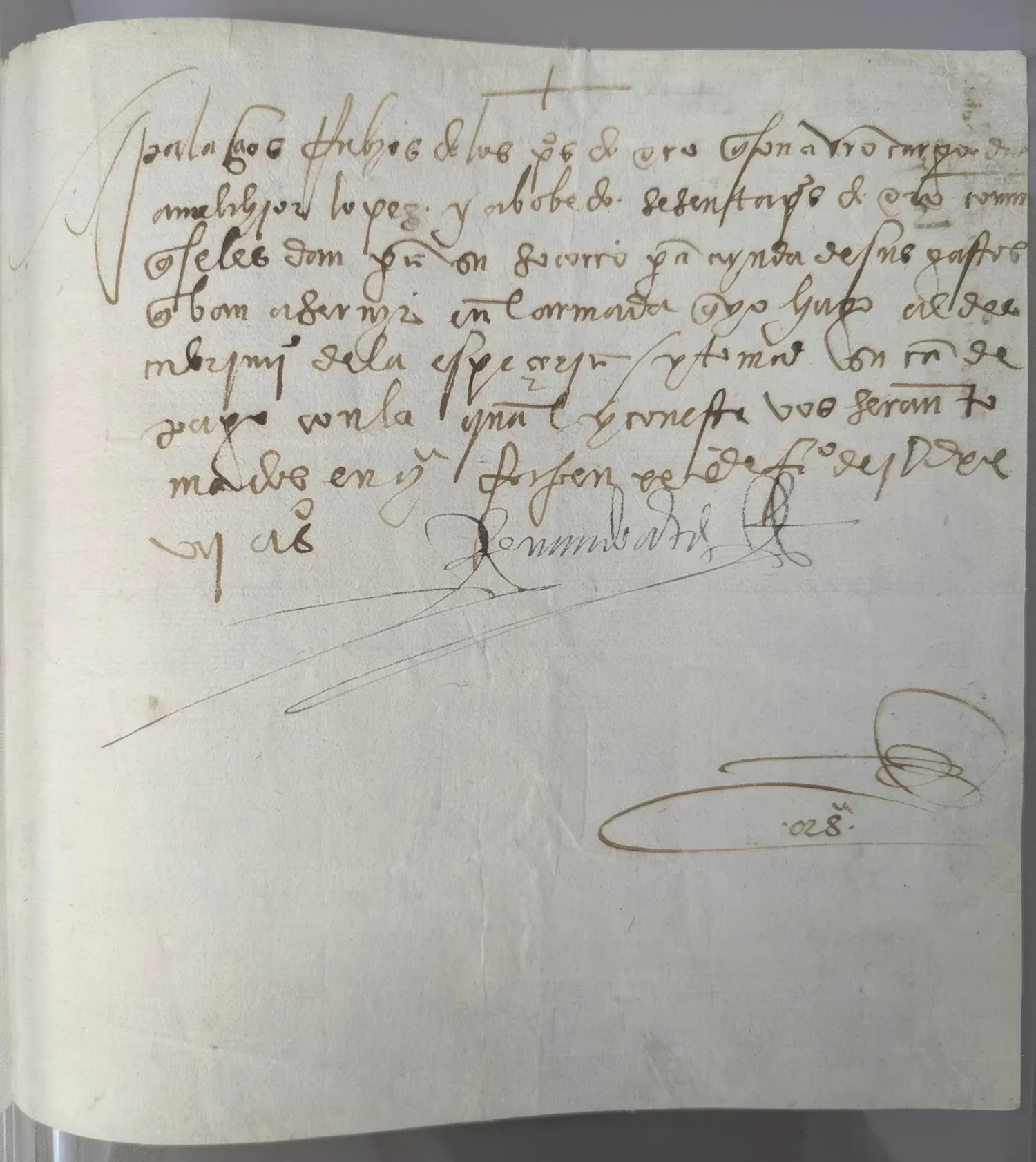 This image provided by the FBI shows the front of a letter by Spanish conquistador Hernán Cortés from Feb. 20, 1527, that was returned to the government of Mexico on Aug. 13, 2025, by the FBI. (FBI via AP)