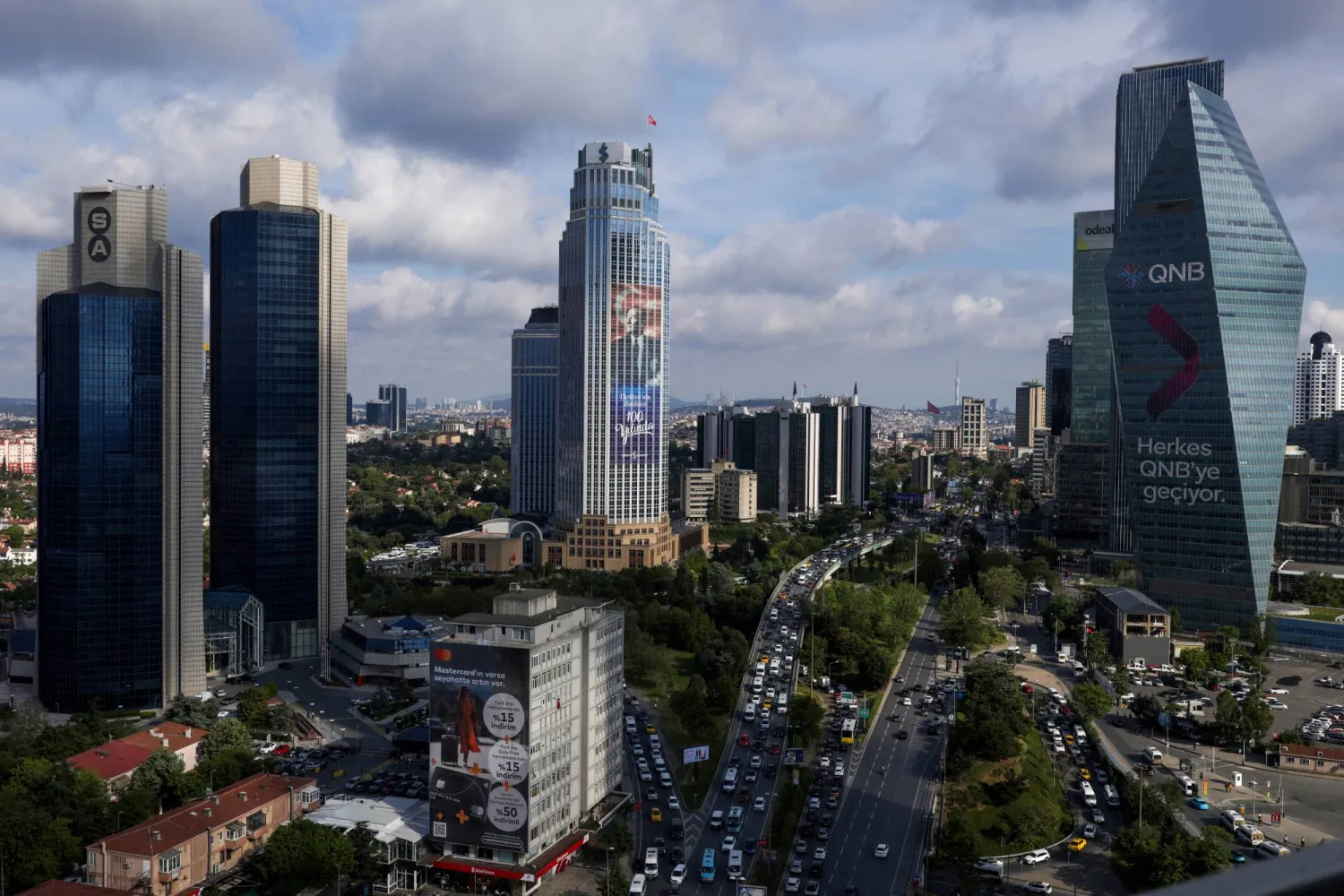 FILE PHOTO: Skyscrapers are seen in the business and financial district of Levent, which comprises of leading Turkish banks' and companies' headquarters, in Istanbul, Türkiye, May 30, 2025. REUTERS/Murad Sezer/File Photo