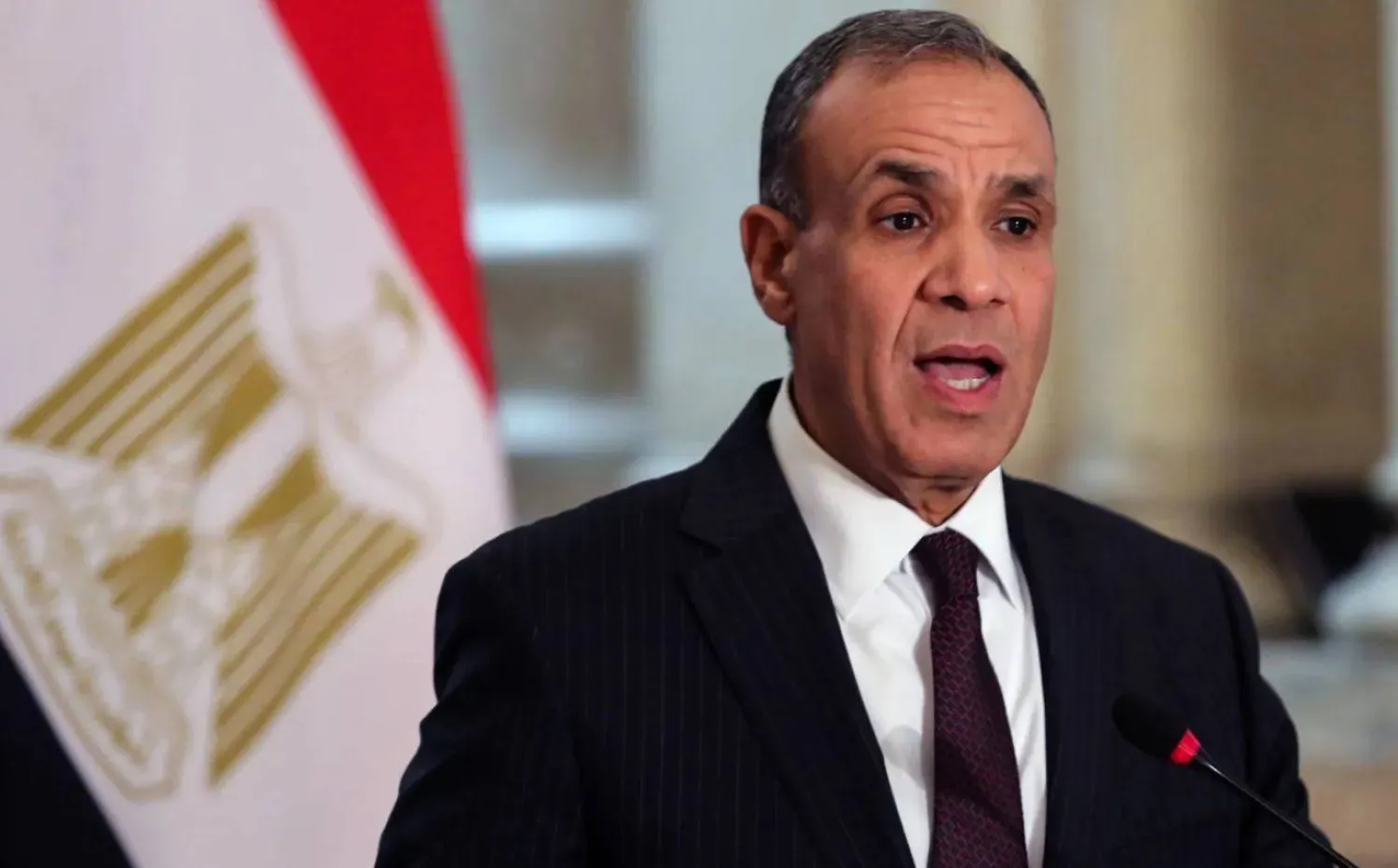 وزير الخارجية المصري بدر عبد العاطي خلال مؤتمر صحافي (د.ب.أ)