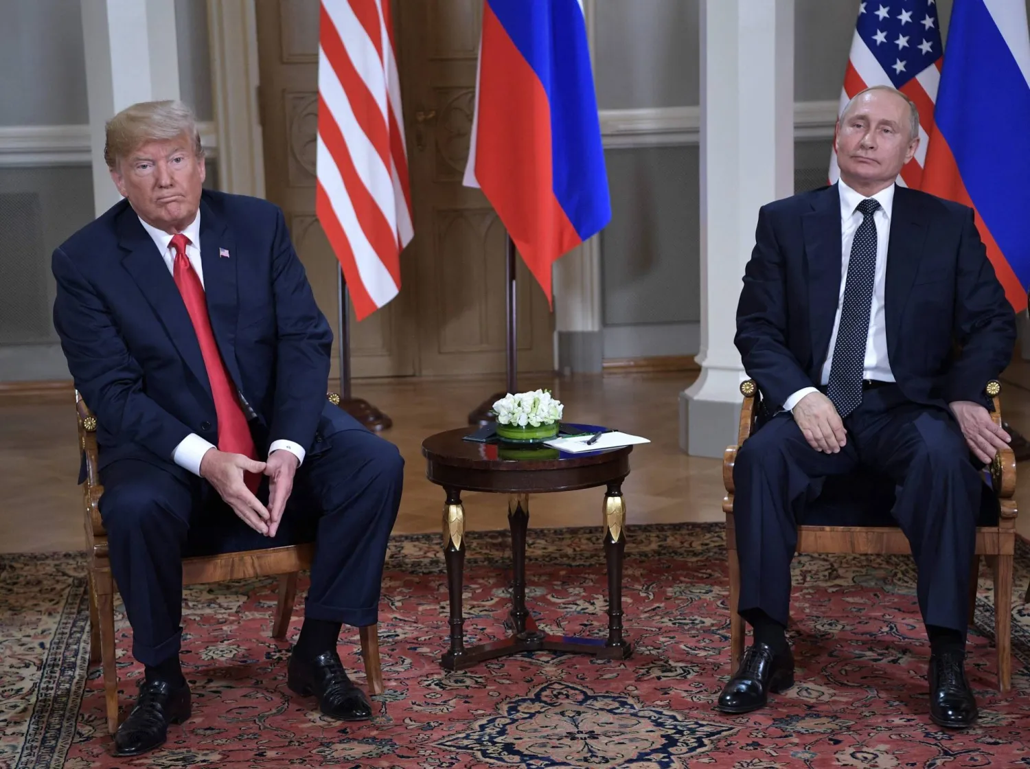 (FILES) US President Donald Trump meets with Russia's President Vladimir Putin in Helsinki, on July 16, 2018 (Photo by Alexey NIKOLSKY / Sputnik / AFP)
