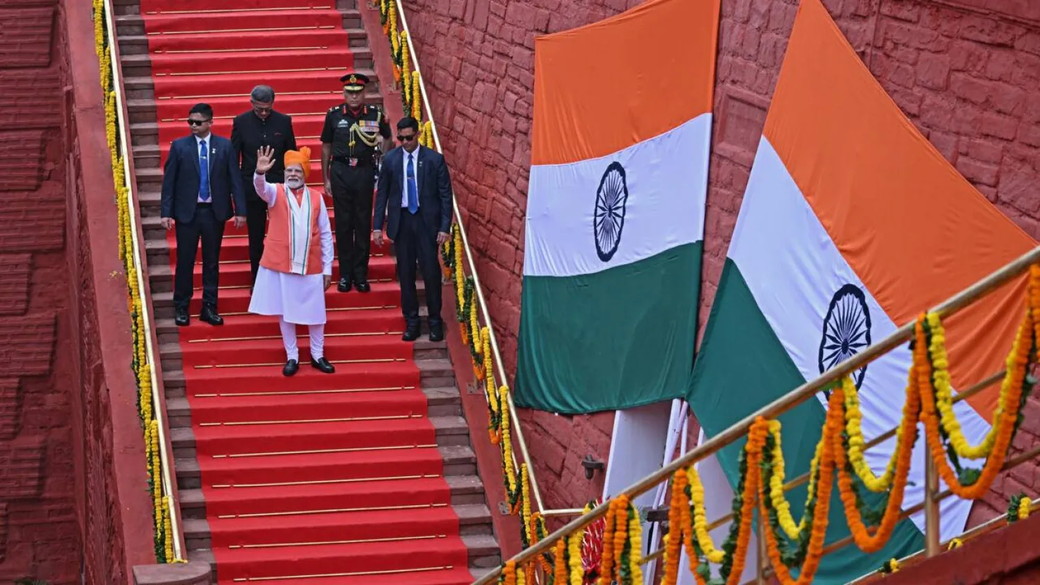 Indian Prime Minister Narendra Modi led Independence Day celebrations from the Red Fort in Delhi on Friday. Money SHARMA / AFP
