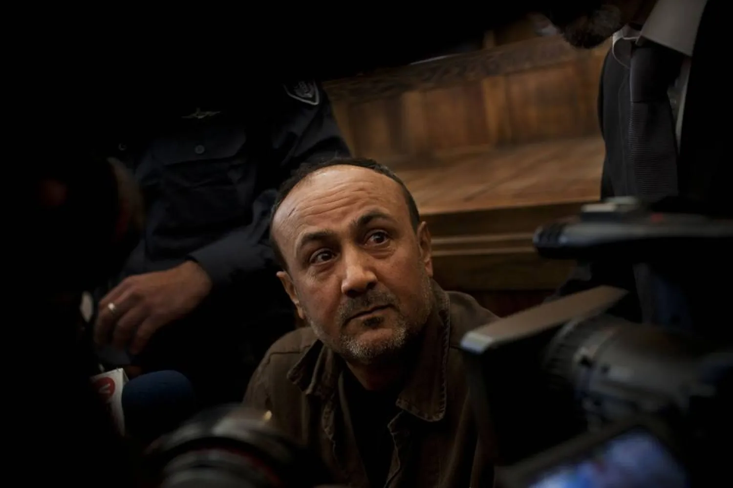 In this Jan. 25, 2012, file photo, senior Fatah leader Marwan Barghouti appears at Jerusalem's court. (AP) 