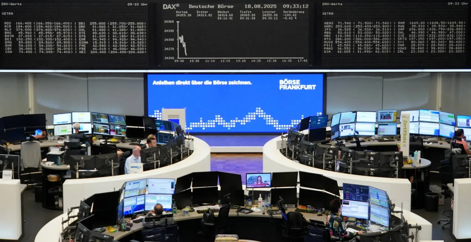 مؤشر أسعار الأسهم الألماني «داكس» ببورصة فرنكفورت (رويترز)