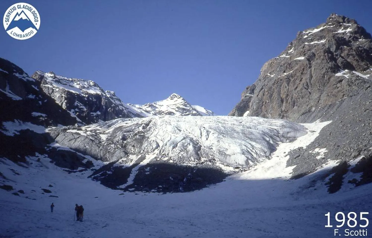 An overview of the Ventina glacier, near Sondrio, northern Italy,1985. (Lombardy Glaciology Service via AP) 