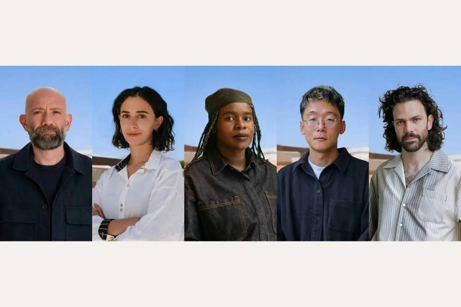 Left to right: Maan Abu Taleb, May Makki, Kabelo Malatsie, Lantian Xie and Sammy Zarka. (Diriyah Biennale Foundation) 