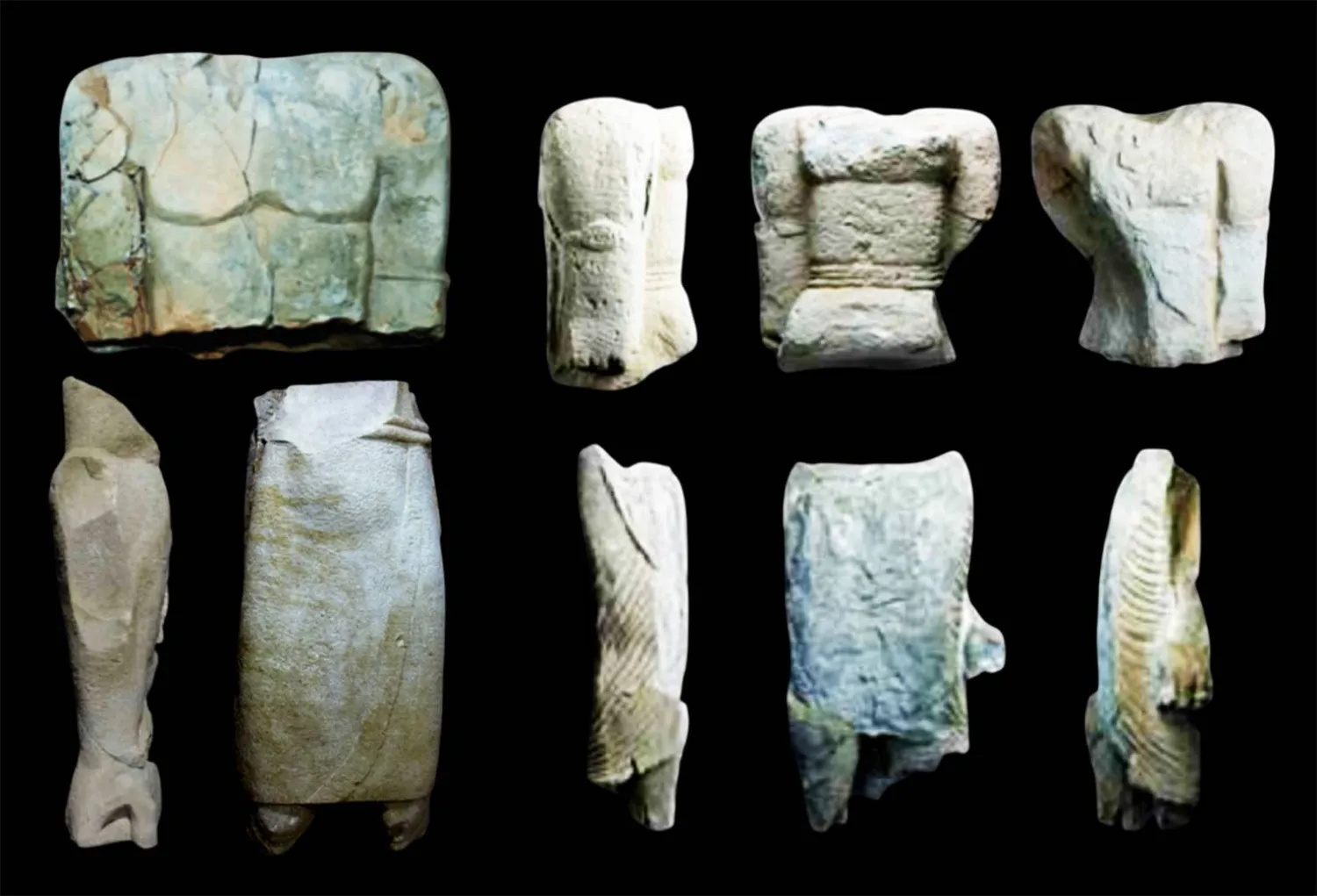 خمس قطع منحوتة من محفوظات متحف تيماء