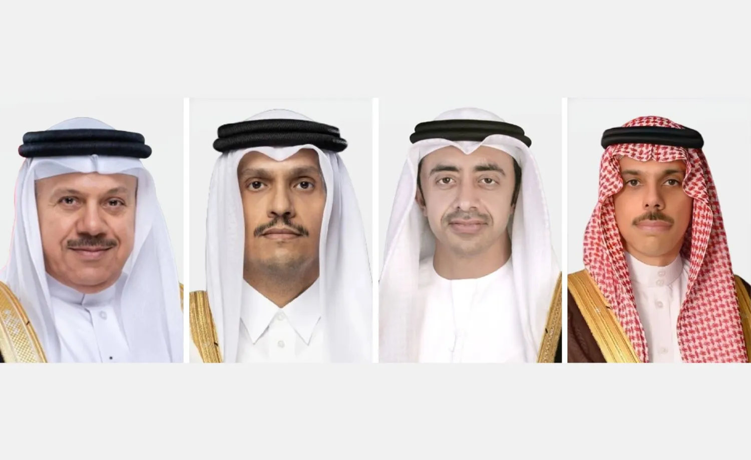 الأمير فيصل بن فرحان والشيخ عبد الله بن زايد والشيخ محمد بن عبد الرحمن والدكتور عبد اللطيف الزياني (الخارجية السعودية)