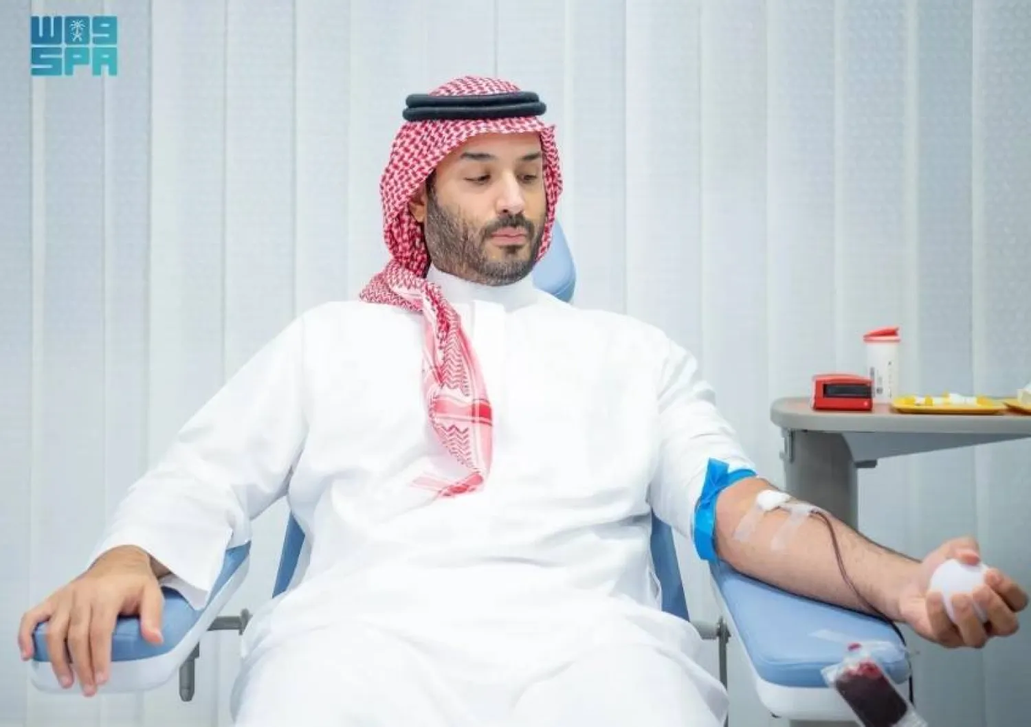 Prince Mohammed bin Salman bin Abdulaziz Al Saud, Saudi Crown Prince and Prime Minister, donated blood. SPA