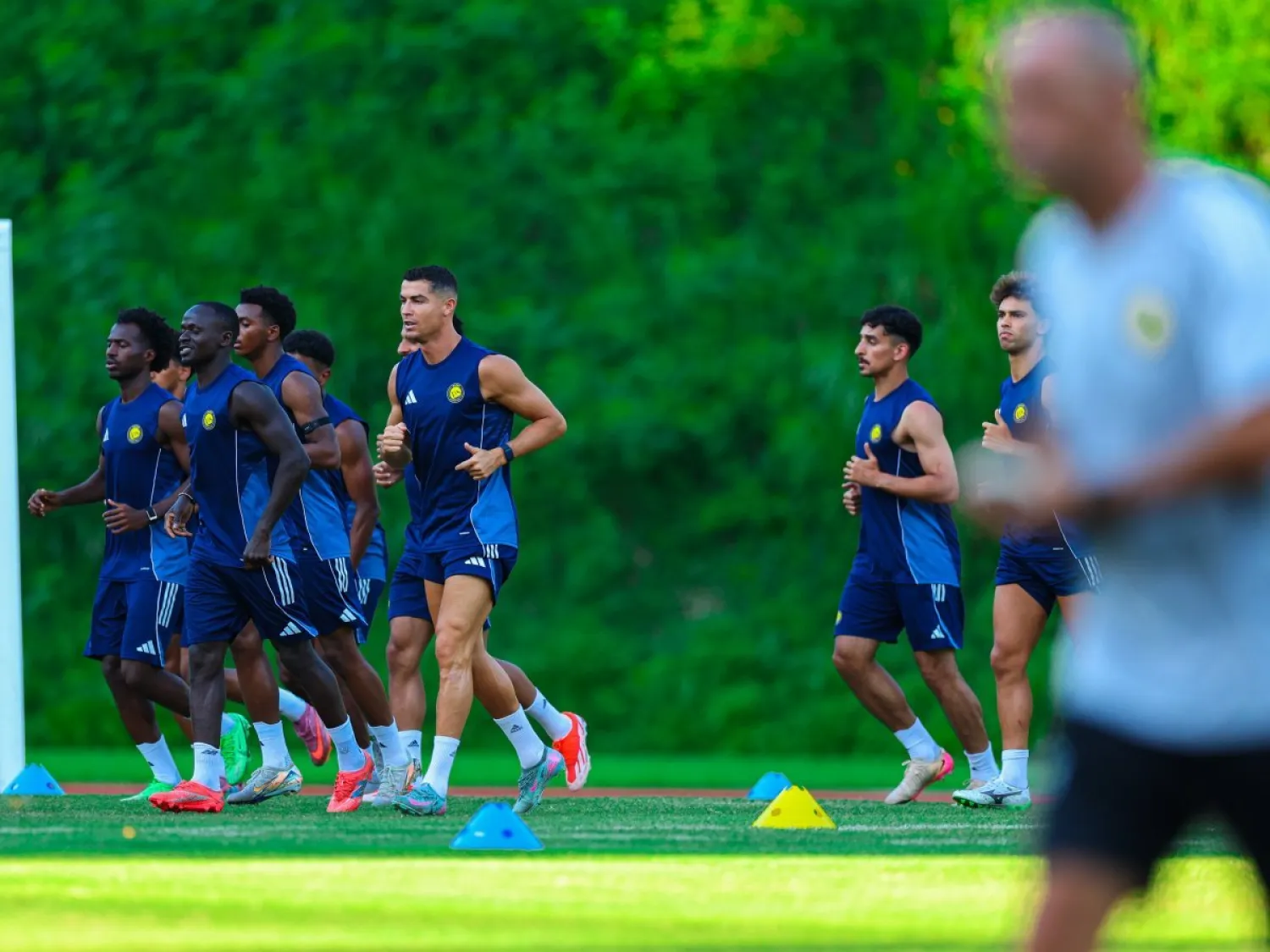 رونالدو خلال تدريبات النصر استعدادا للمواجهة (نادي النصر)