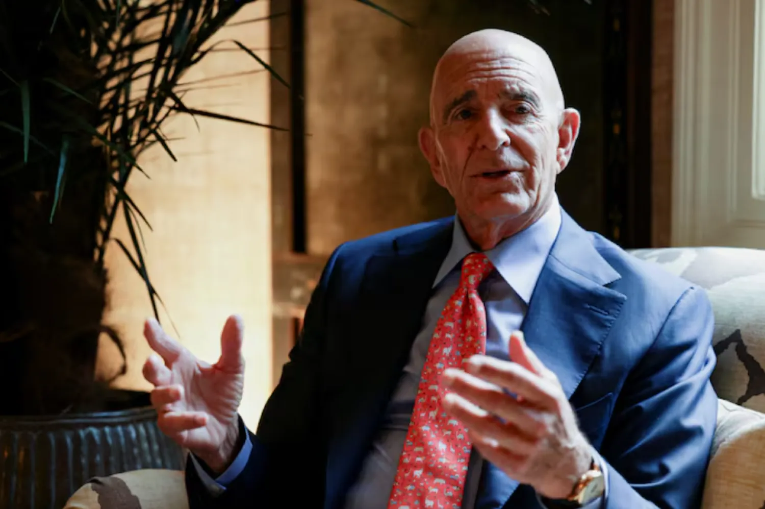US Special Envoy for Syria Thomas Barrack attends an interview with Reuters in Beirut, Lebanon July 22, 2025. REUTERS/Emilie Madi/File Photo