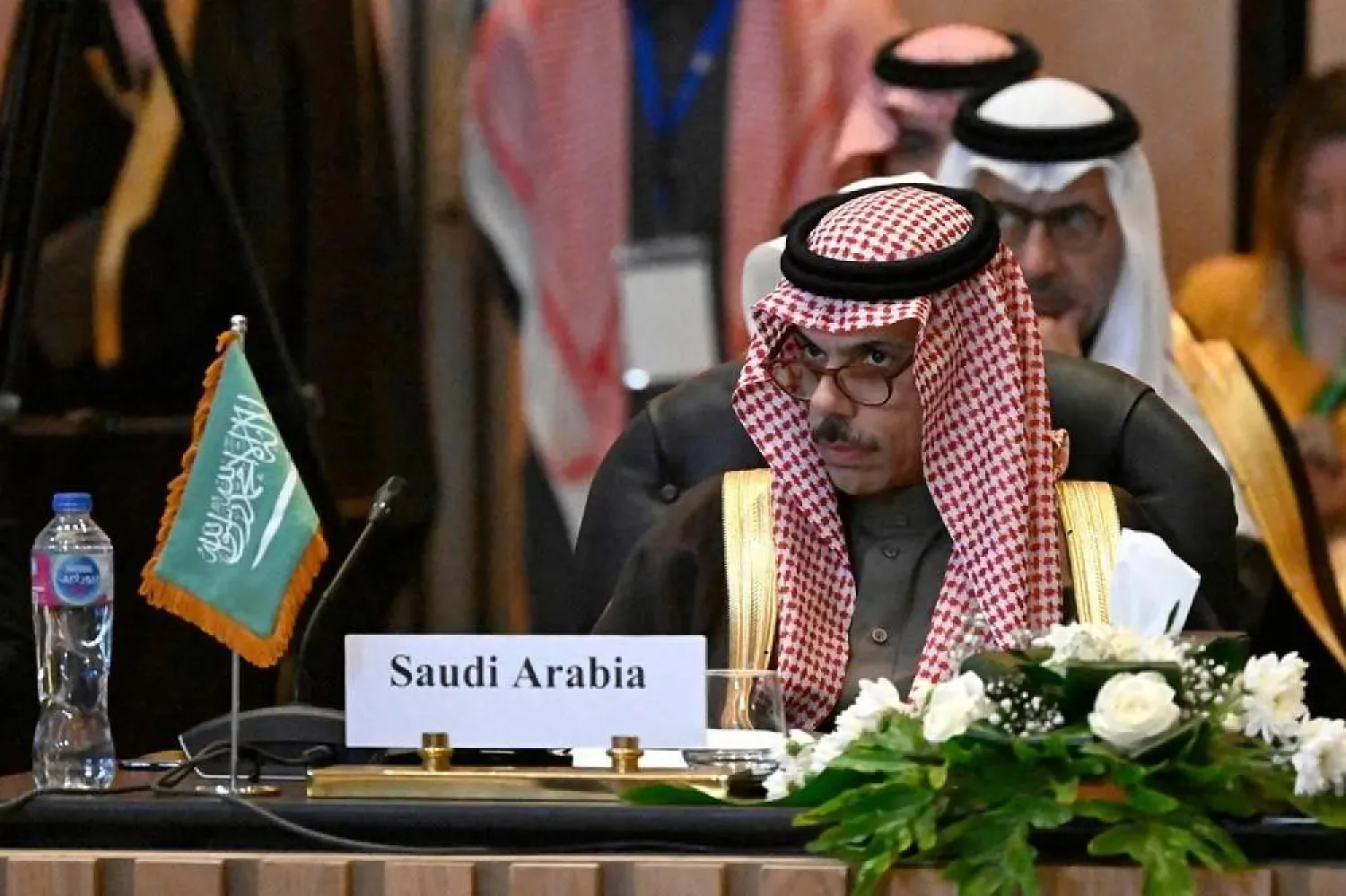 Saudi Foreign Minister Prince Faisal bin Farhan bin Abdullah attends the “Cairo Ministerial Conference to Enhance the Humanitarian Response in Gaza” in Cairo on December 2, 2024. (AFP)