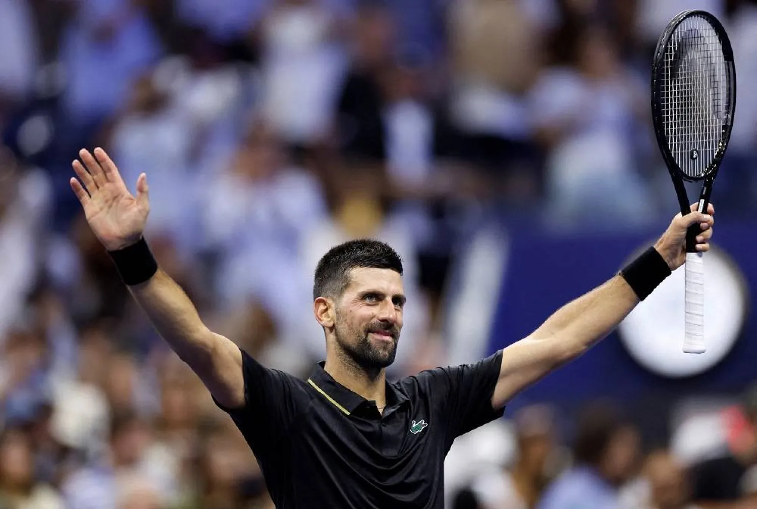 Tennis - US Open - Flushing Meadows, New York, United States - August 24, 2025 Serbia's Novak Djokovic celebrates winning his first round match against Learner Tien of the US. (Reuters) 