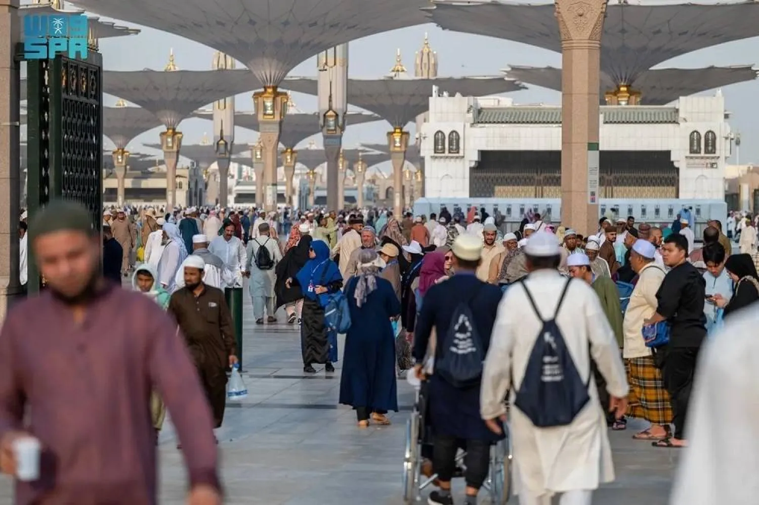 Pilgrims from across the globe have been arriving at the Prophet's Mosque since the beginning of the season. (SPA)