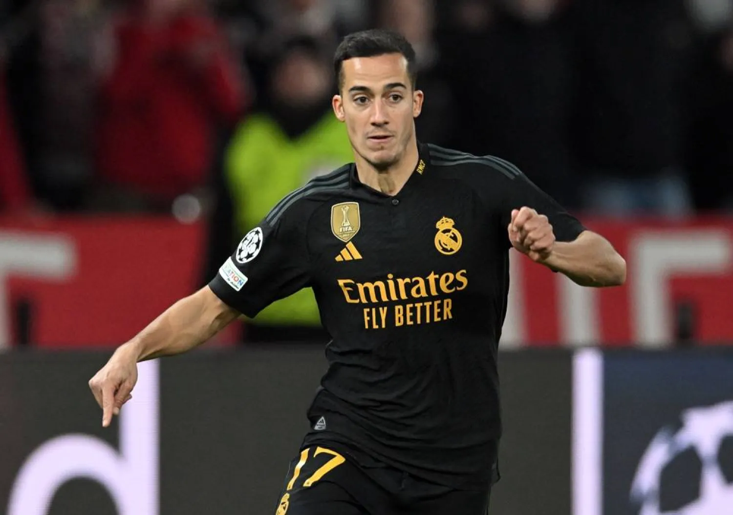 12 December 2023, Berlin: Real Madrid's Lucas Vazquez in action during the 2023 UEFA Champions League Group C soccer match between 1. FC Union Berlin and Real Madrid at the Olympic stadium in Berlin. (dpa) 