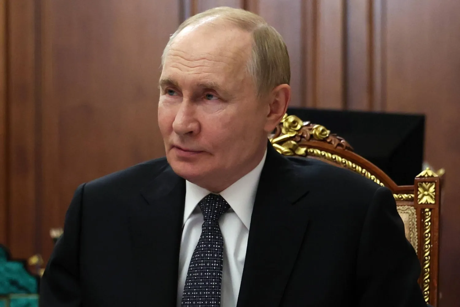 Russian President Vladimir Putin meets with Kherson Region Governor Vladimir Saldo (not pictured) at the Kremlin in Moscow, Russia, 26 August 2025. EPA/VYACHESLAV PROKOFYEV / SPUTNIK / KREMLIN POOL