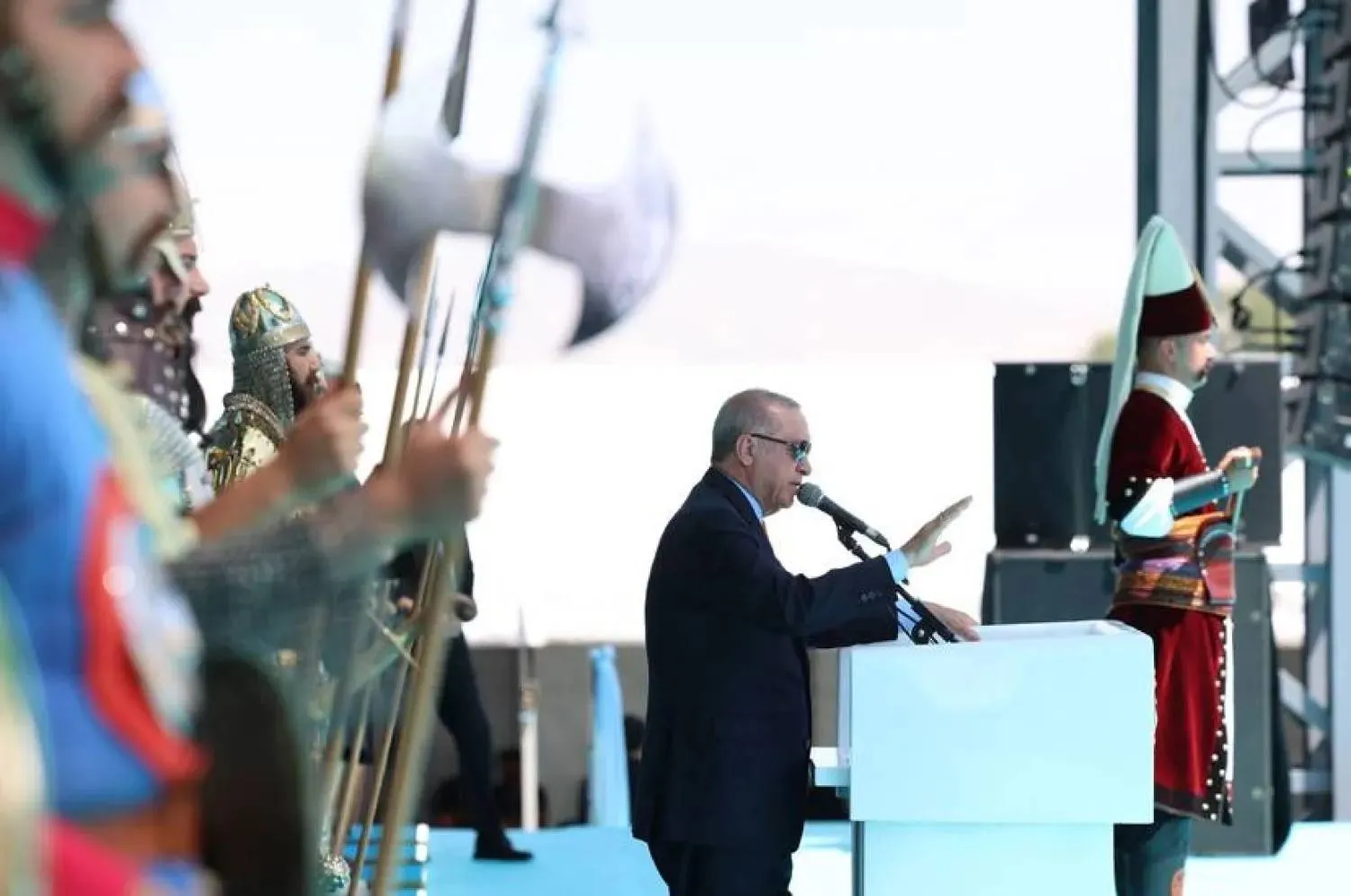 Erdogan speaking during the commemoration of the Battle of Manzikert (Turkish Presidency)