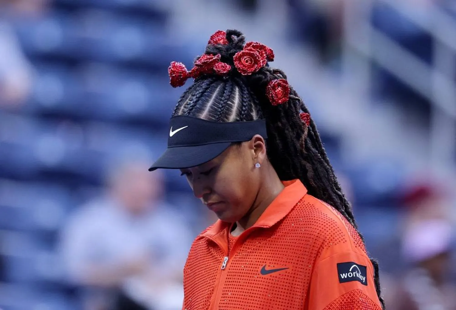 Tennis - US Open - Flushing Meadows, New York, United States - August 26, 2025 Japan's Naomi Osaka during her first round match against Belgium's Greet Minnen. (Reuters)