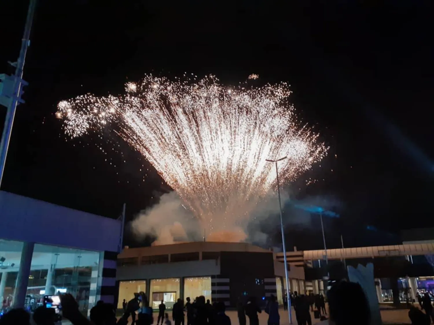 Fireworks following the announcement of the opening of the 62nd Damascus International Fair (Asharq Al-Awsat)
