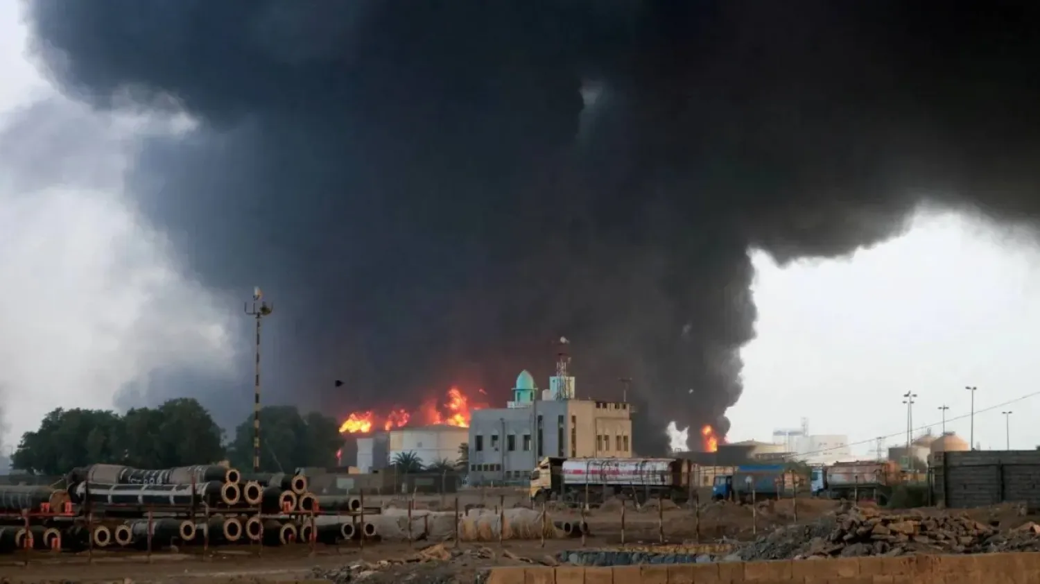 Smoke billows after Israeli strikes on Hodeidah port, Yemen, July 21, 2024. (Reuters file)
