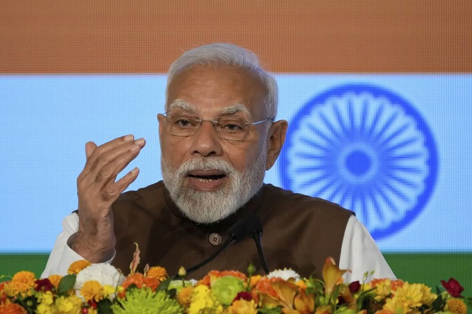 Indian Prime Minister Narendra Modi delivers a speech during the Japan India Economic Forum in Tokyo, on Aug. 29, 2025. (AP)