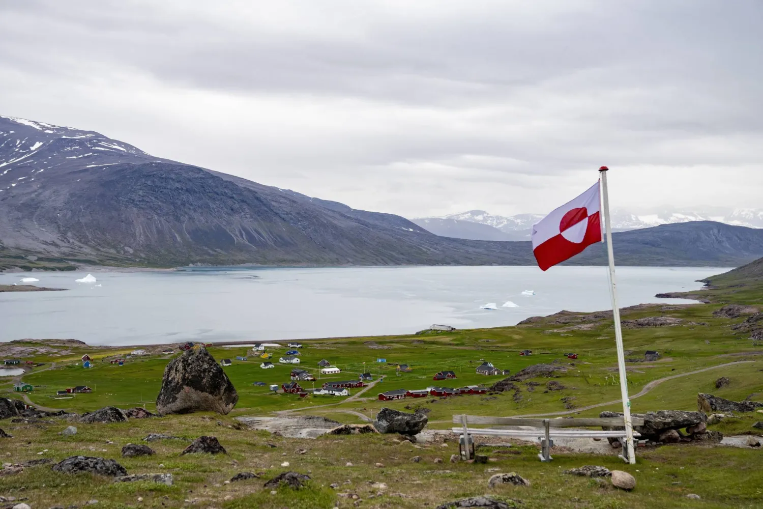 FILE - A view of a Greenland flag in the village of Igaliku in Greenland, Friday, July 5, 2024. (Ida Marie Odgaard/ Ritzau Scanpix via AP, File)