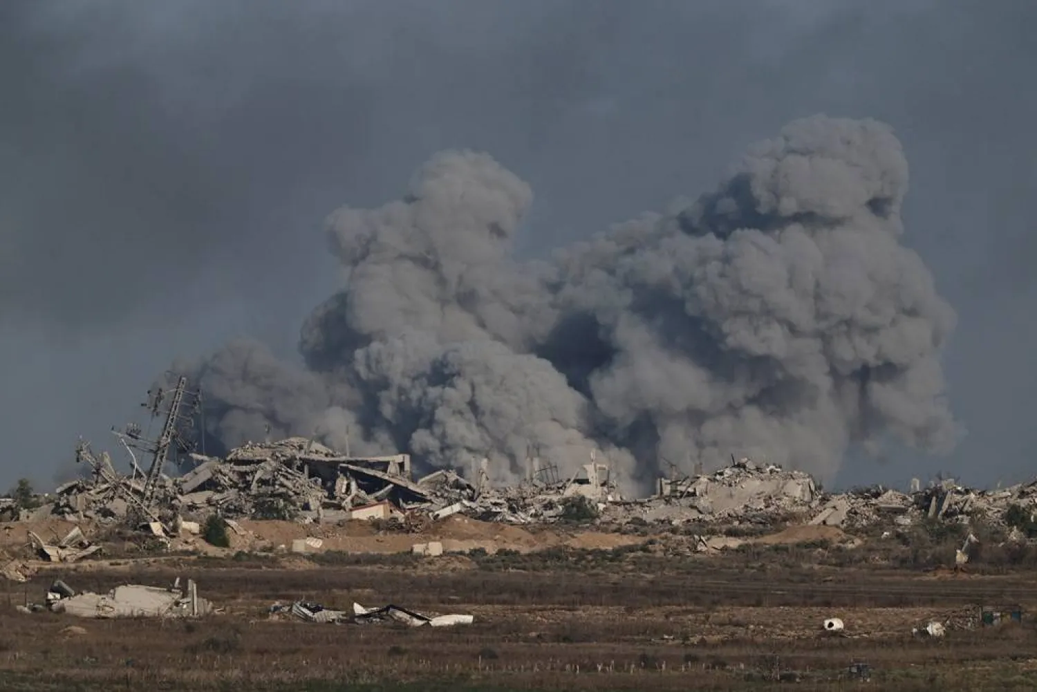 Smoke rises from Gaza after an explosion, as seen from the Israeli side of the border, August 31, 2025. (Reuters)