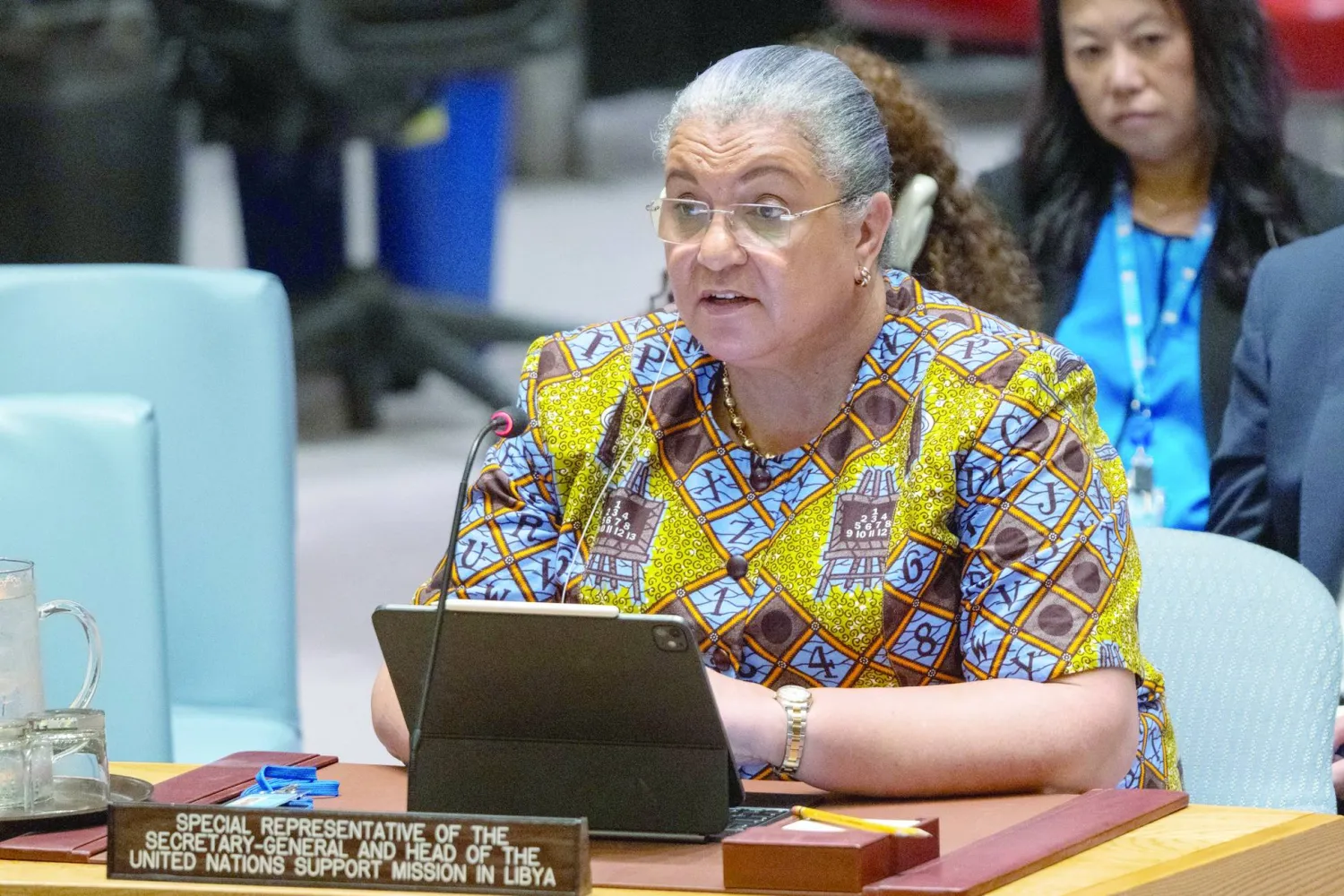 المبعوثة الأممية هانا تيتيه في إحاطة أمام إحدى جلسات مجلس الأمن الدولي (البعثة الأممية)