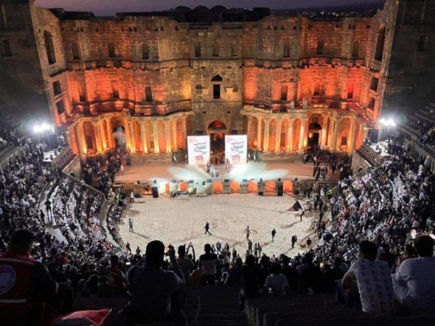 إطلاق حملة «أبشري حوران» على مدرج بصرى الشام الأثري بريف درعا الشرقي السبت (الإخبارية السورية)