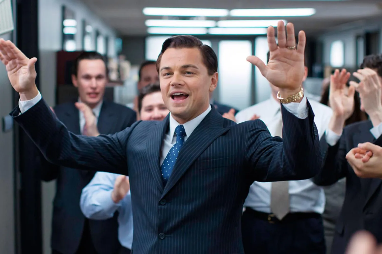 Leonardo DiCaprio, Martin Scorsese imzalı Para Avcısı'nda (The Wolf of Wall Street) hırslı Jordan Belfort rolündeki performansıyla Oscar'a aday gösterilmişti (Paramount Pictures)