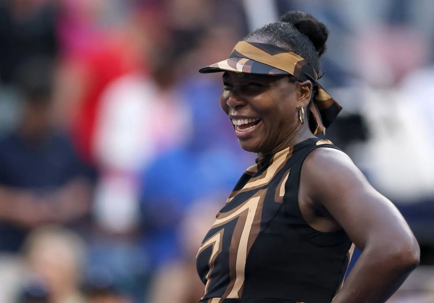 Venus Williams of the United States celebrates with partner Leylah Fernandez of Canada (not pictured) after defeating Shuai Zhang of China and Ekaterina Alexandrova in their Women's Doubles Third Round match against on Day Nine of the 2025 US Open at USTA Billie Jean King National Tennis Center on September 1, 2025 in the Flushing neighborhood of the Queens borough of New York City. (Getty Images/AFP)