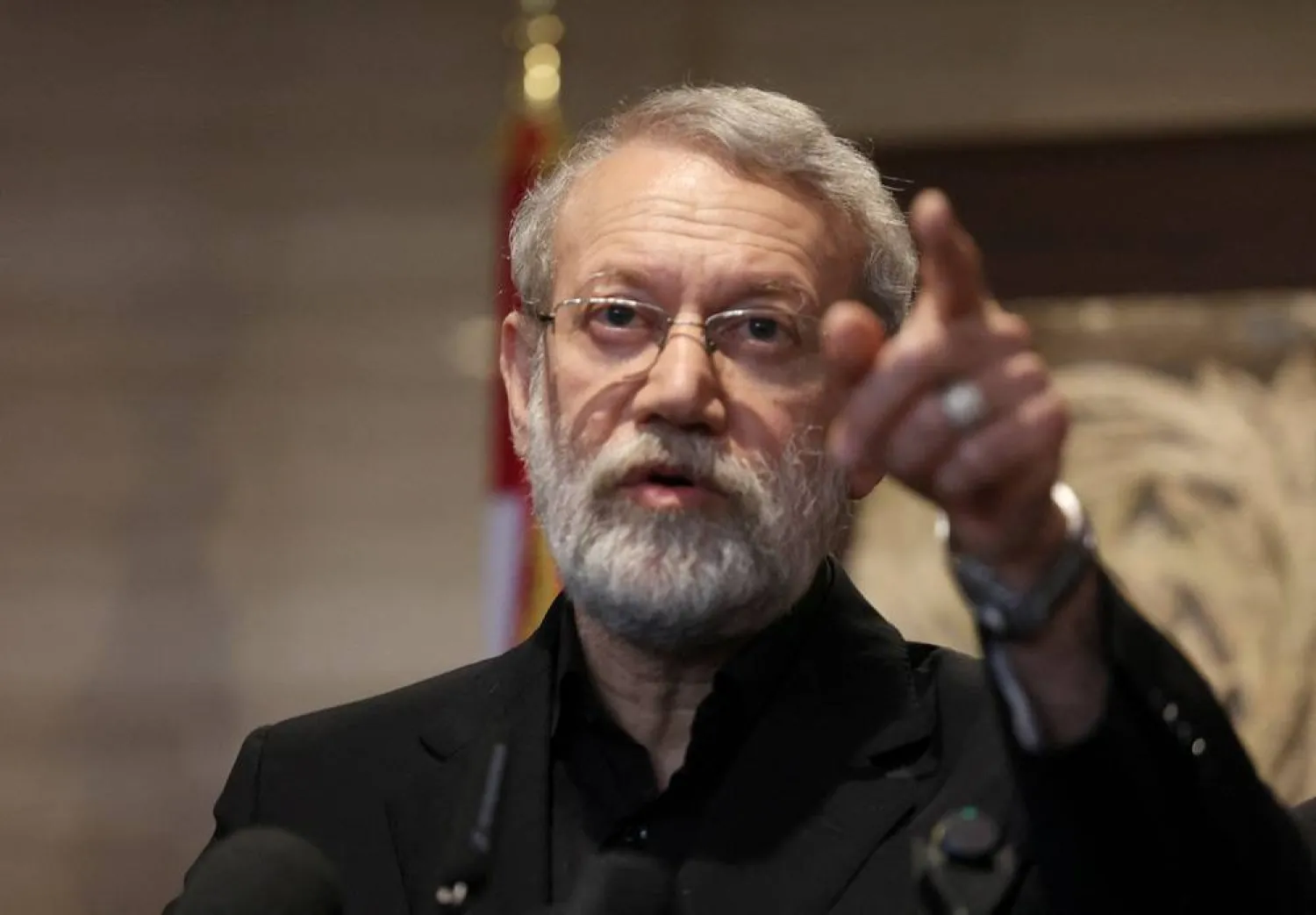 Iran's Supreme National Security Council Secretary Ali Larijani speaks after meeting with Lebanese Parliament Speaker Nabih Berri, in Beirut, Lebanon August 13, 2025. (Reuters) 
