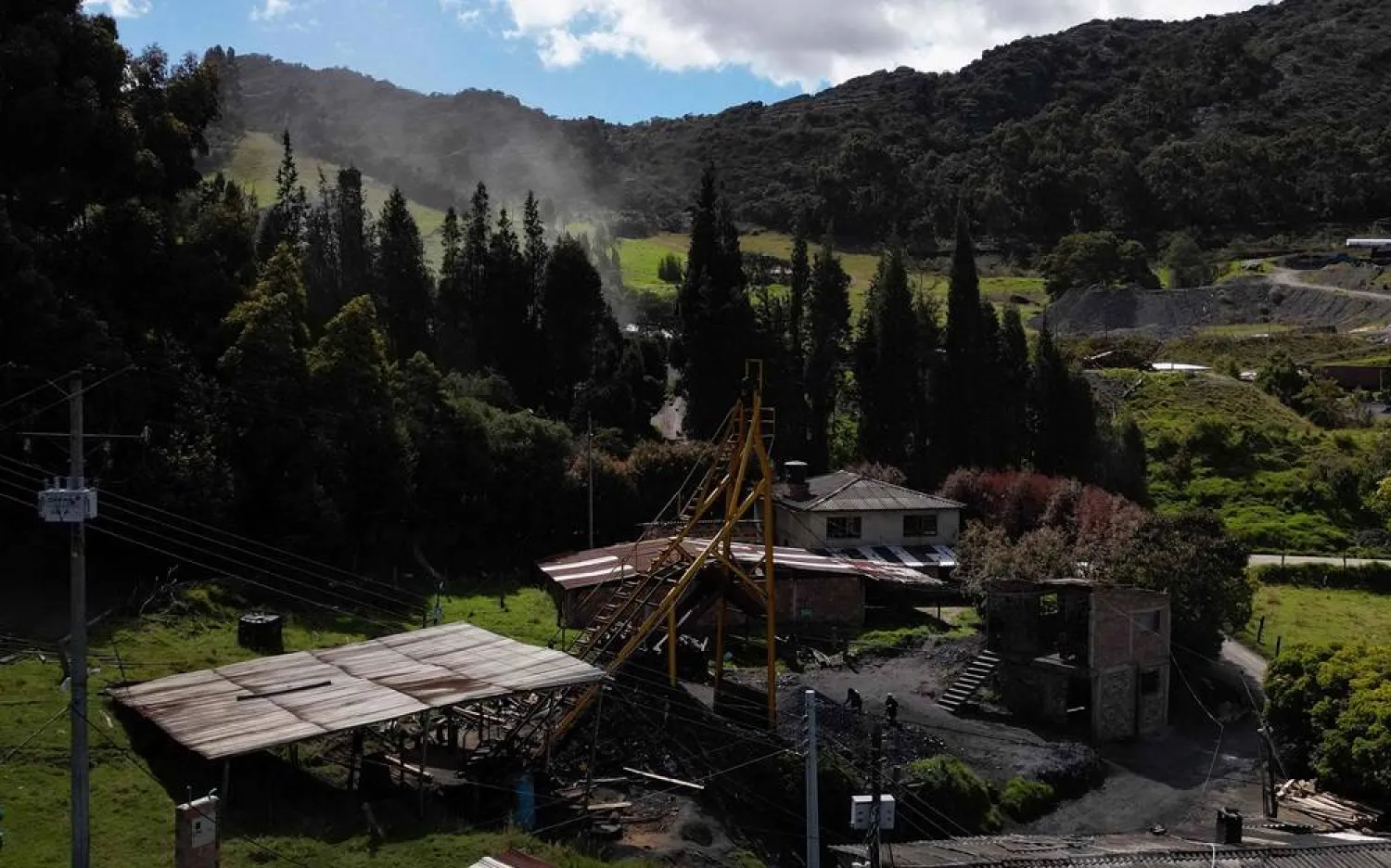 This aerial view shows the Mineria LyC coal mine installations in Tausa, Cundinamarca Department, Colombia on August 20, 2025. (AFP)