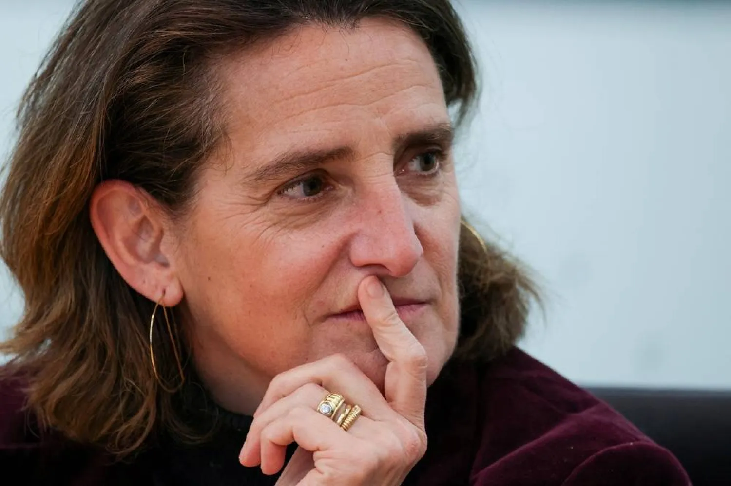 Teresa Ribera, the European Union's competition commissioner, looks on during an interview with Reuters in London, Britain, February 17, 2025. (Reuters) 