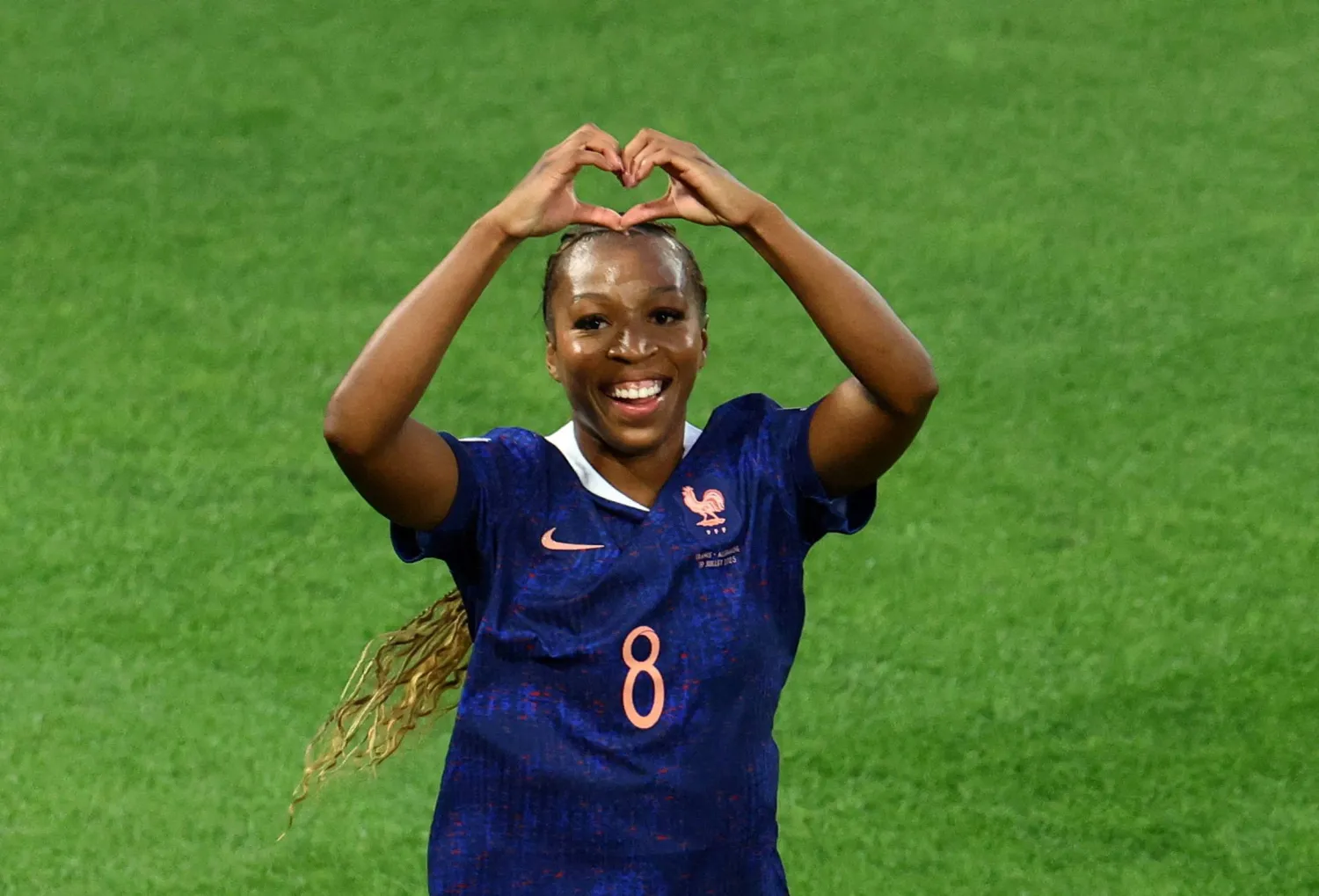 FILE PHOTO: Soccer Football - UEFA Women's Euro 2025 - Quarter Final - France v Germany - St. Jakob-Park, Basel, Switzerland - July 19, 2025  France's Grace Geyoro celebrates scoring their first goal REUTERS/Bernadett Szabo/File Photo