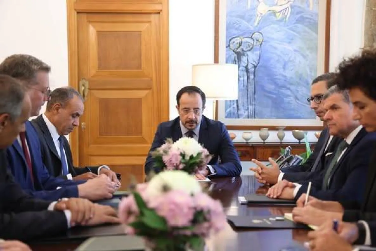 الرئيس القبرصي خلال محادثات مع وزير الخارجية المصري (الخارجية المصرية)