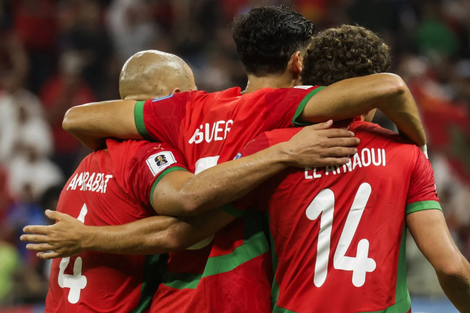 فرحة لاعبي المنتخب المغربي بالفوز على النيجر (أ.ف.ب)