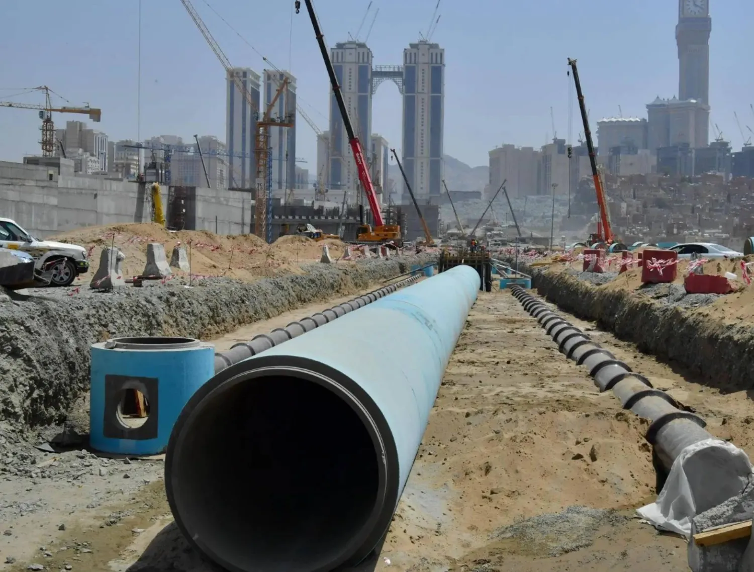 صورة من أعمال تشييد مشروع «مسار» في مكة (واس)