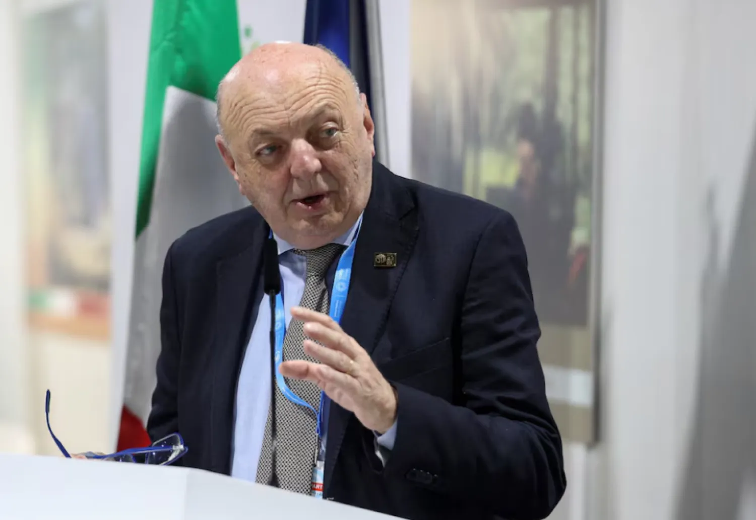 Italy's Minister for the Environment and Energy Security Gilberto Pichetto Fratin is seen at a conference in Baku, Azerbaijan November 20, 2024. REUTERS/Aziz Karimov/File Photo 