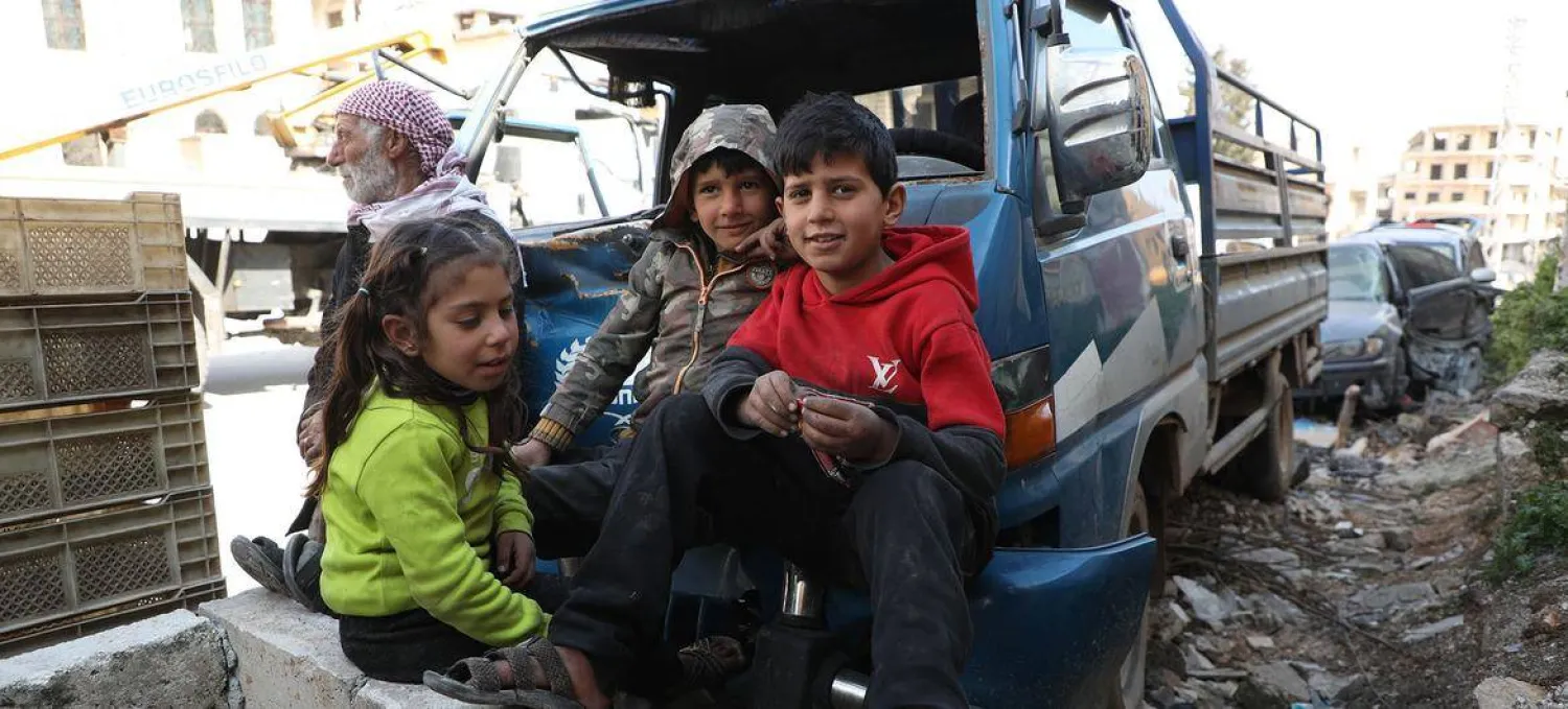 أطفال عادوا مع أسرهم إلى إدلب في شمال غربي سوريا بعد سقوط النظام السابق (الأمم المتحدة)