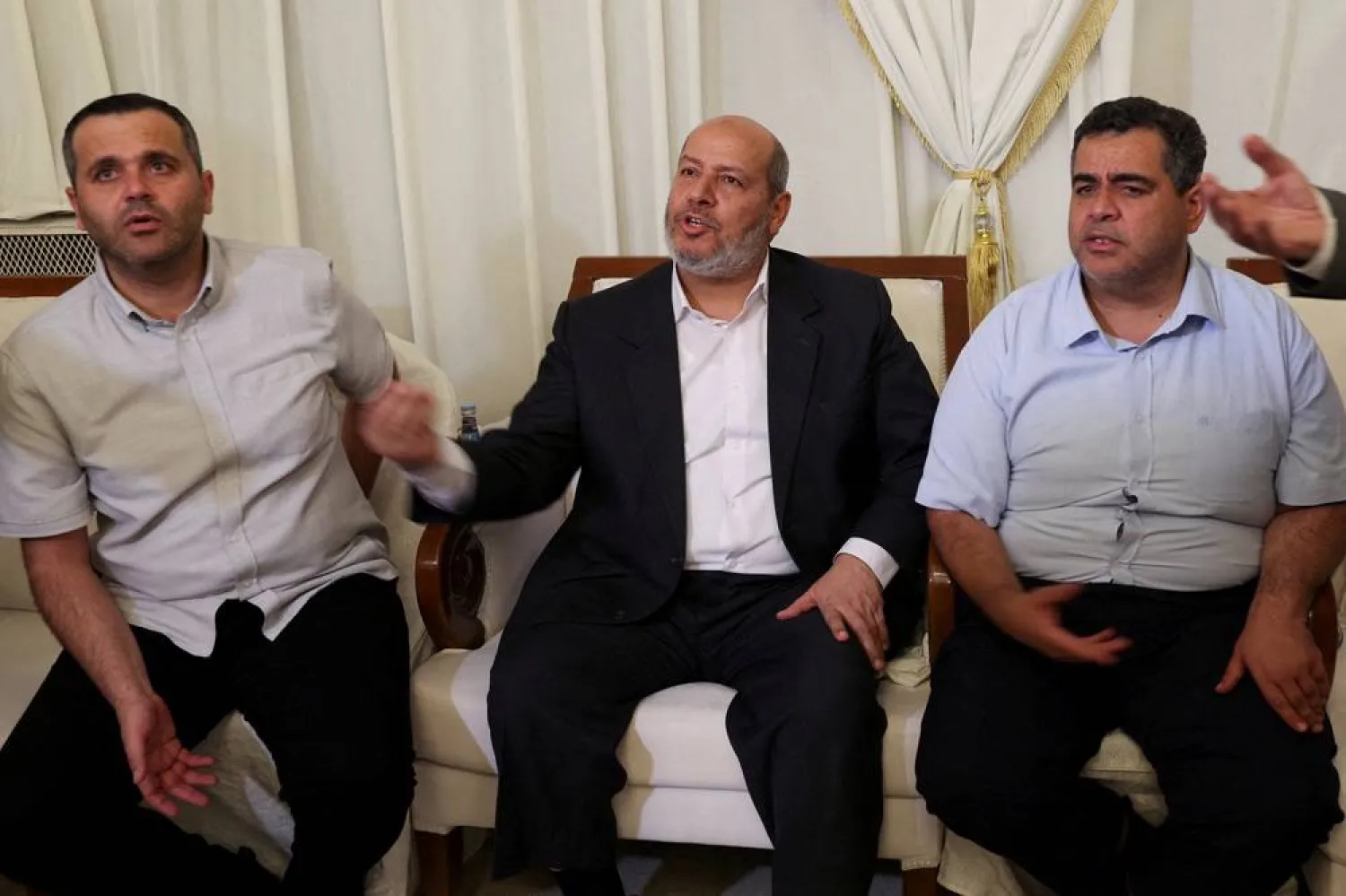 Hamas official Khalil Al-Hayya sits at a mourning house for assassinated Hamas chief Ismail Haniyeh in Doha, Qatar, August 2, 2024. (Reuters)