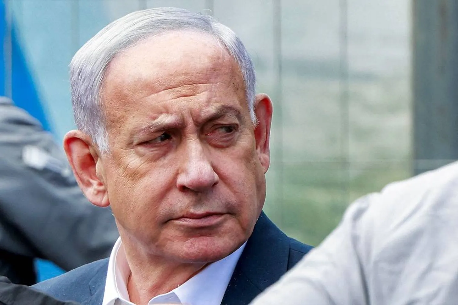 Israel's Prime Minister Benjamin Netanyahu visits the scene of a shooting at the Ramot road junction in Israeli-annexed east Jerusalem on September 8, 2025. (AFP)