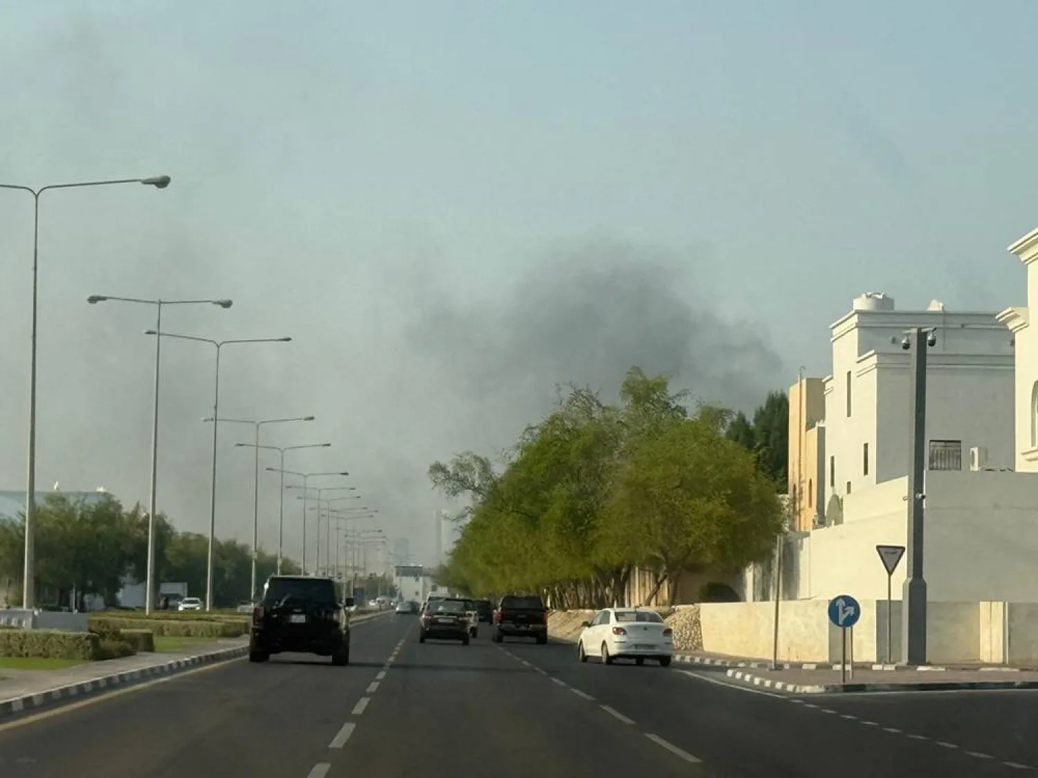  Smoke rises after several blasts were heard in Doha, Qatar, September 9, 2025. (Reuters)