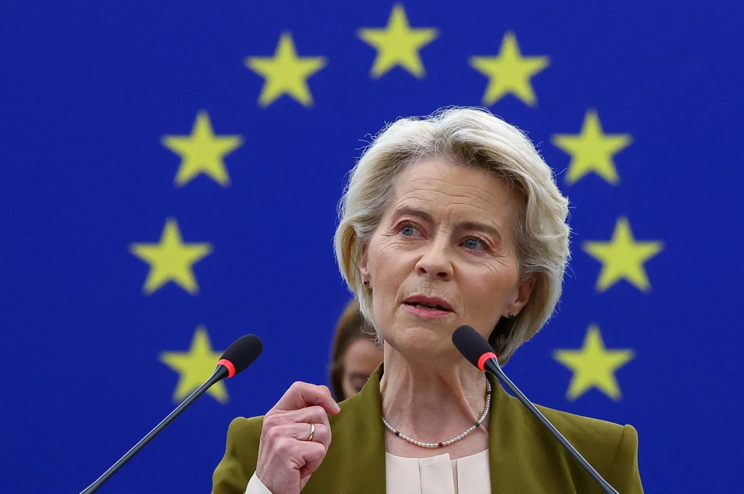 European Commission President Ursula von der Leyen delivers the State of the European Union address to the European Parliament, in Strasbourg, France, September 10, 2025. REUTERS/Yves Herman